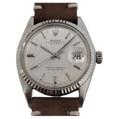 Mens Rolex Datejust 1601 36mm 18k Gold SS Linen Dial Automatic 1970s NA143B
