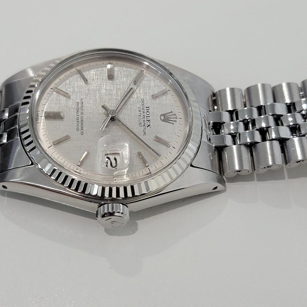Rolex Montre Datejust 1601 36 mm en or blanc 18 carats avec cadran en lin SS automatique, années 1970 NA143 1