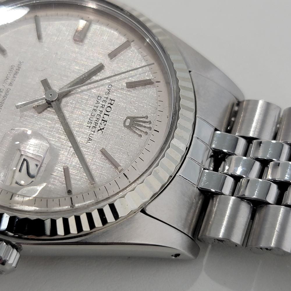 Rolex Montre Datejust 1601 36 mm en or blanc 18 carats avec cadran en lin SS automatique, années 1970 NA143 2