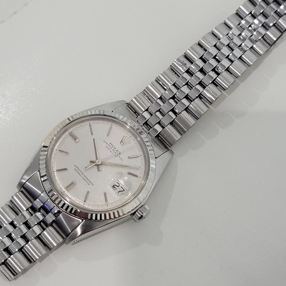 Rolex Montre Datejust 1601 36 mm en or blanc 18 carats avec cadran en lin SS automatique, années 1970 NA143 3