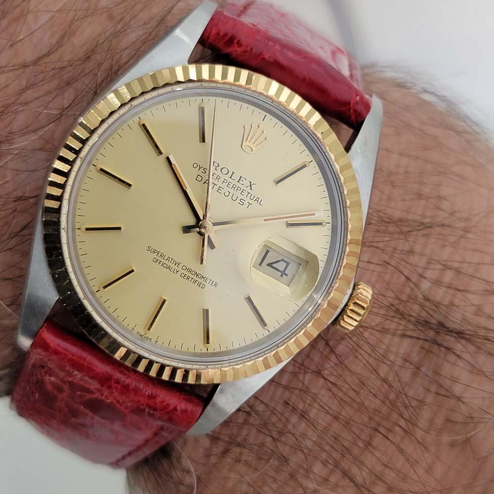 Mens Rolex Datejust 16013 18k Rose Gold SS Automatic 1980s with Paper RA339B For Sale 5