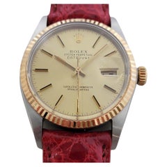 Retro Mens Rolex Datejust 16013 18k Rose Gold SS Automatic 1980s with Paper RA339B
