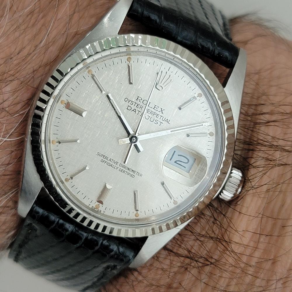 Mens Rolex Datejust 16014 36mm 18k Gold SS Linen Dial Automatic 1970s  RA485B For Sale 9