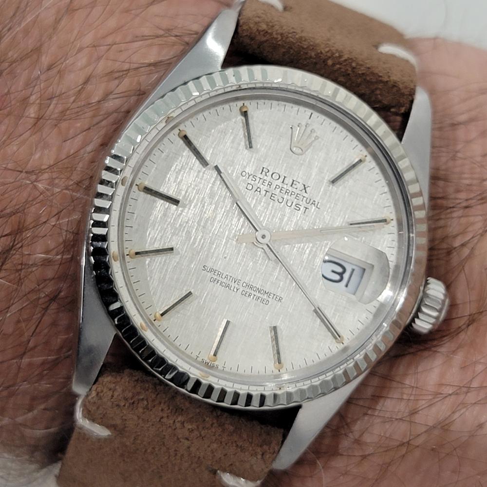 Mens Rolex Datejust 16014 36mm 18k Gold SS Linen Dial Automatic 1970s RA484B 9