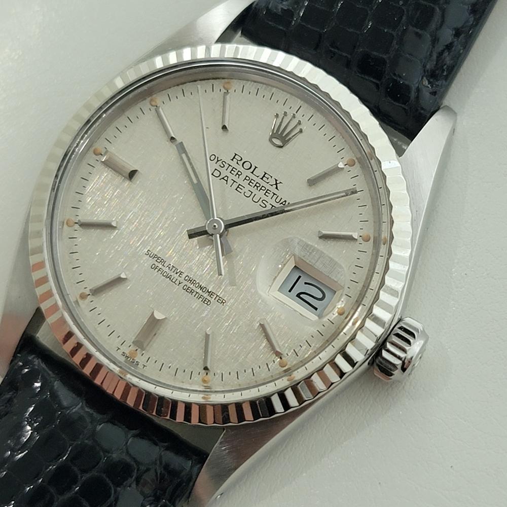 Men's Mens Rolex Datejust 16014 36mm 18k Gold SS Linen Dial Automatic 1970s  RA485B For Sale