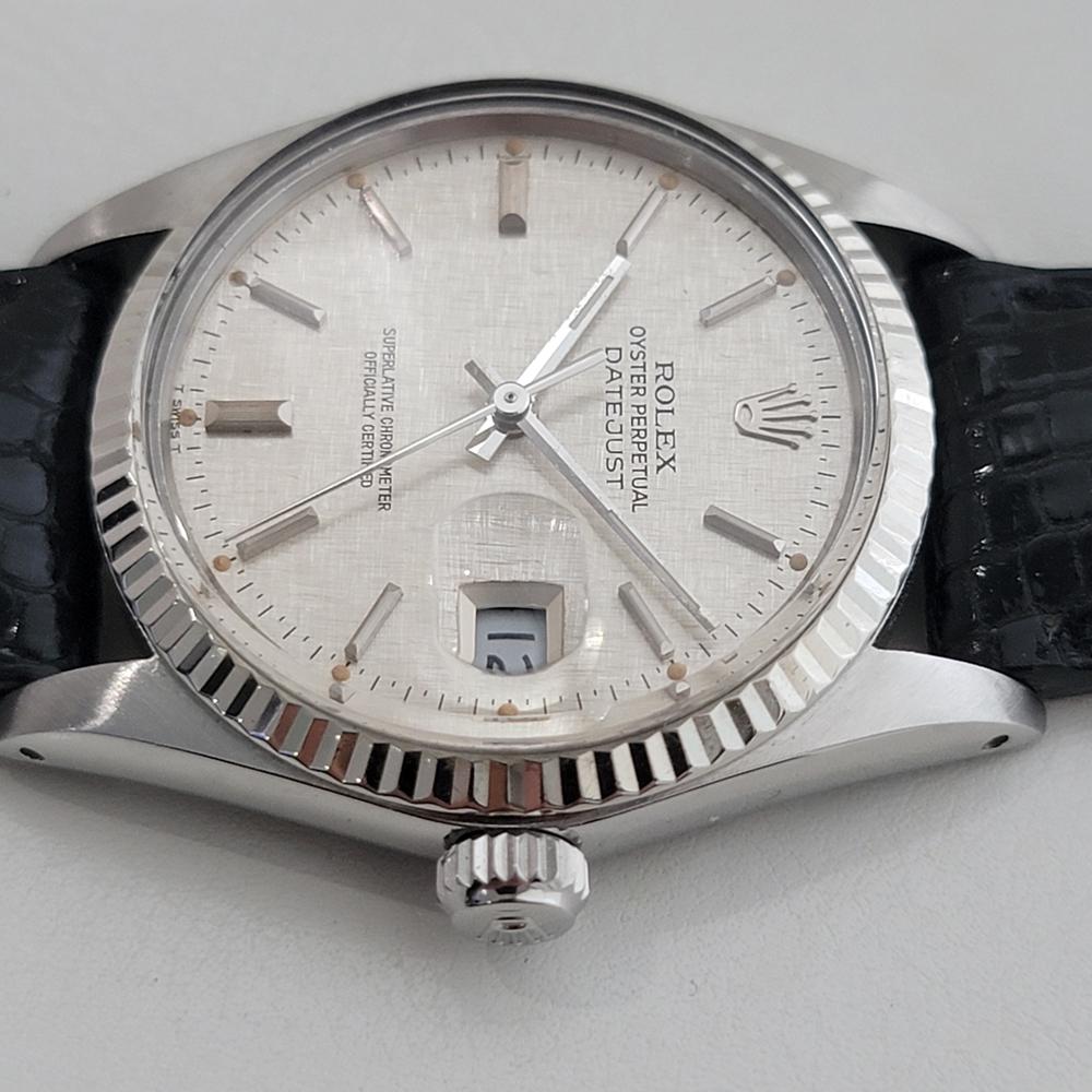 Mens Rolex Datejust 16014 36mm 18k Gold SS Linen Dial Automatic 1970s  RA485B For Sale 1