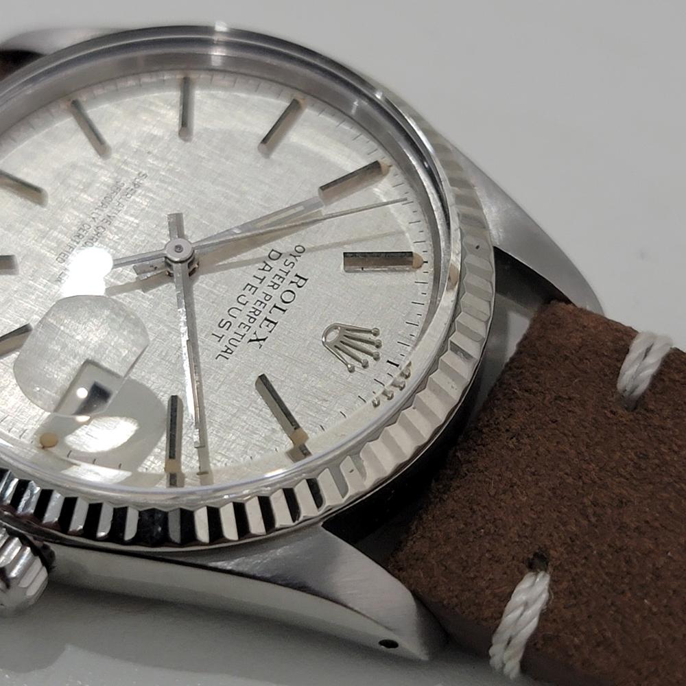 Mens Rolex Datejust 16014 36mm 18k Gold SS Linen Dial Automatic 1970s RA484B 2