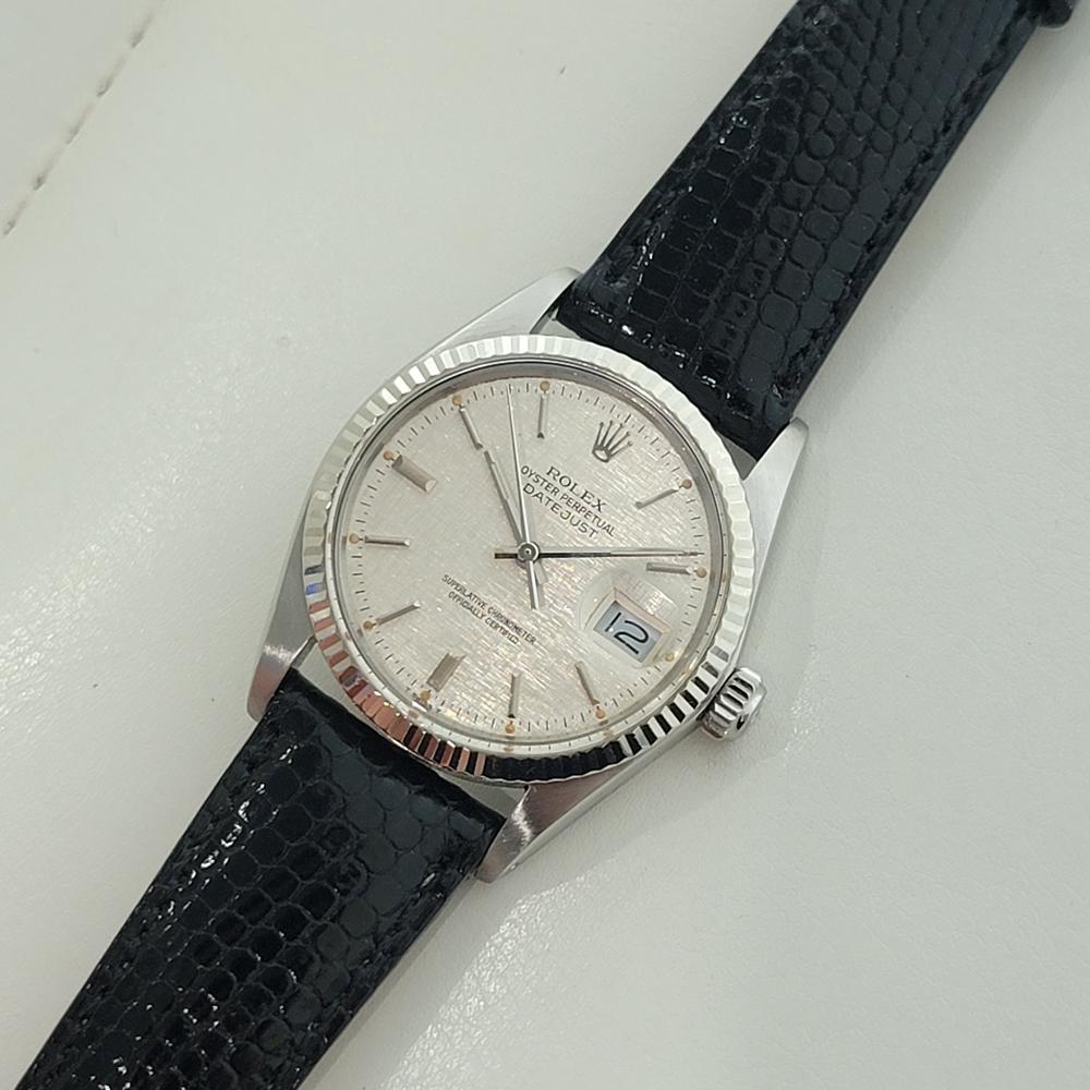 Mens Rolex Datejust 16014 36mm 18k Gold SS Linen Dial Automatic 1970s  RA485B For Sale 3