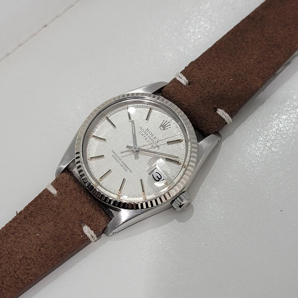 Mens Rolex Datejust 16014 36mm 18k Gold SS Linen Dial Automatic 1970s RA484B 3