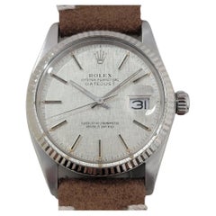 Mens Rolex Datejust 16014 36mm 18k Gold SS Linen Dial Automatic 1970s RA484B