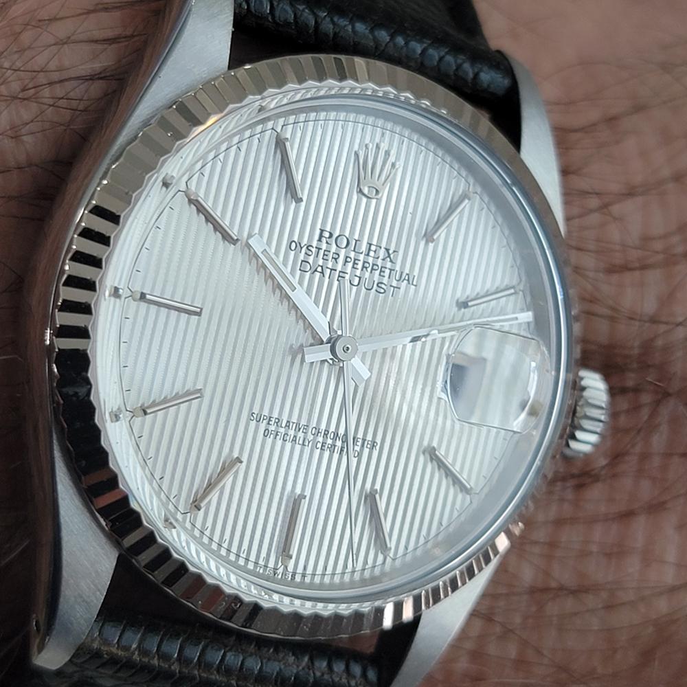 Mens Rolex Datejust 16014 36mm 18k Gold SS Tapestry Dial Automatic 1980s RA516 For Sale 9