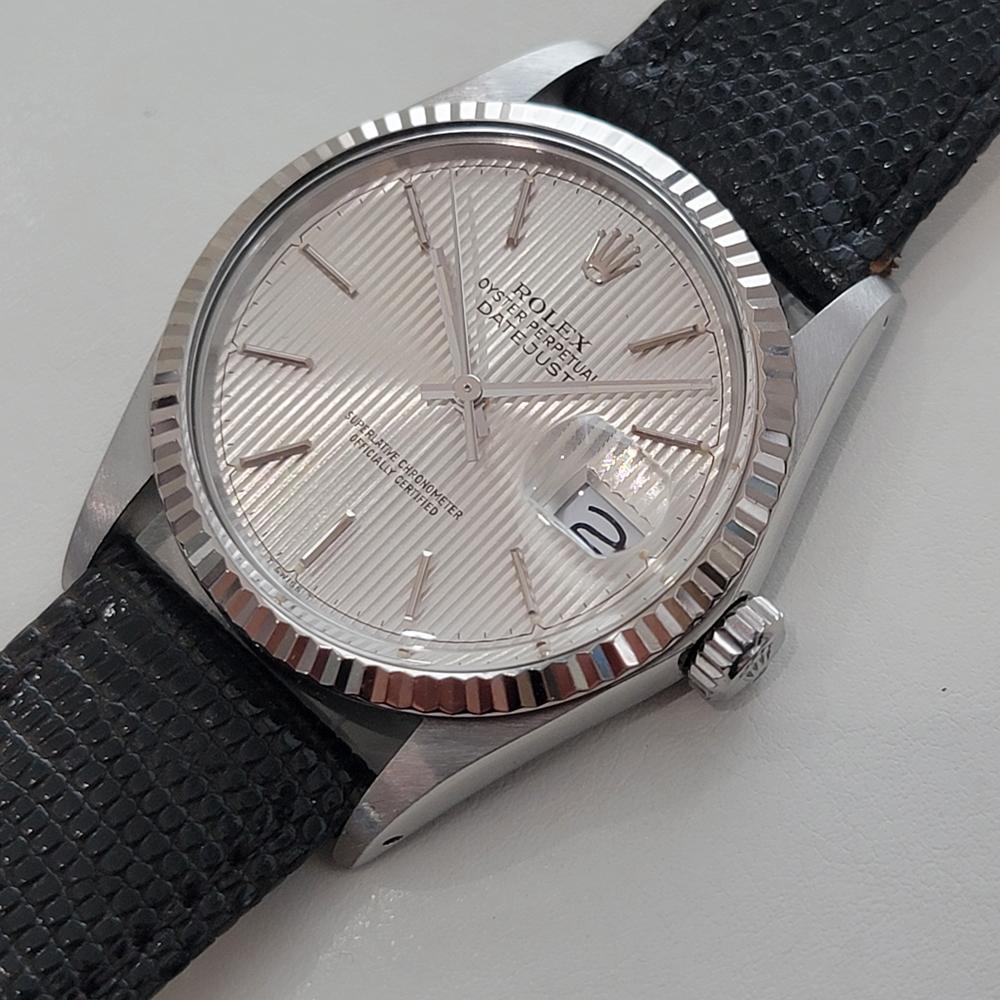 Men's Mens Rolex Datejust 16014 36mm 18k Gold SS Tapestry Dial Automatic 1980s RA516 For Sale