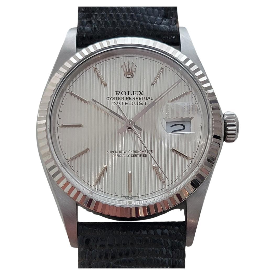 Mens Rolex Datejust 16014 36mm 18k Gold SS Tapestry Dial Automatic 1980s RA516