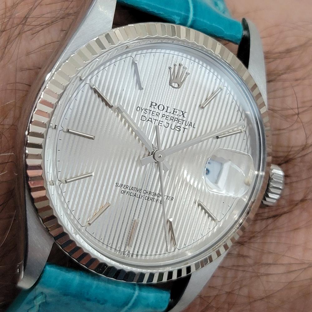 Mens Rolex Datejust 16014 36mm 18k Gold SS Tapestry Dial Automatic 1980s RA516B For Sale 9
