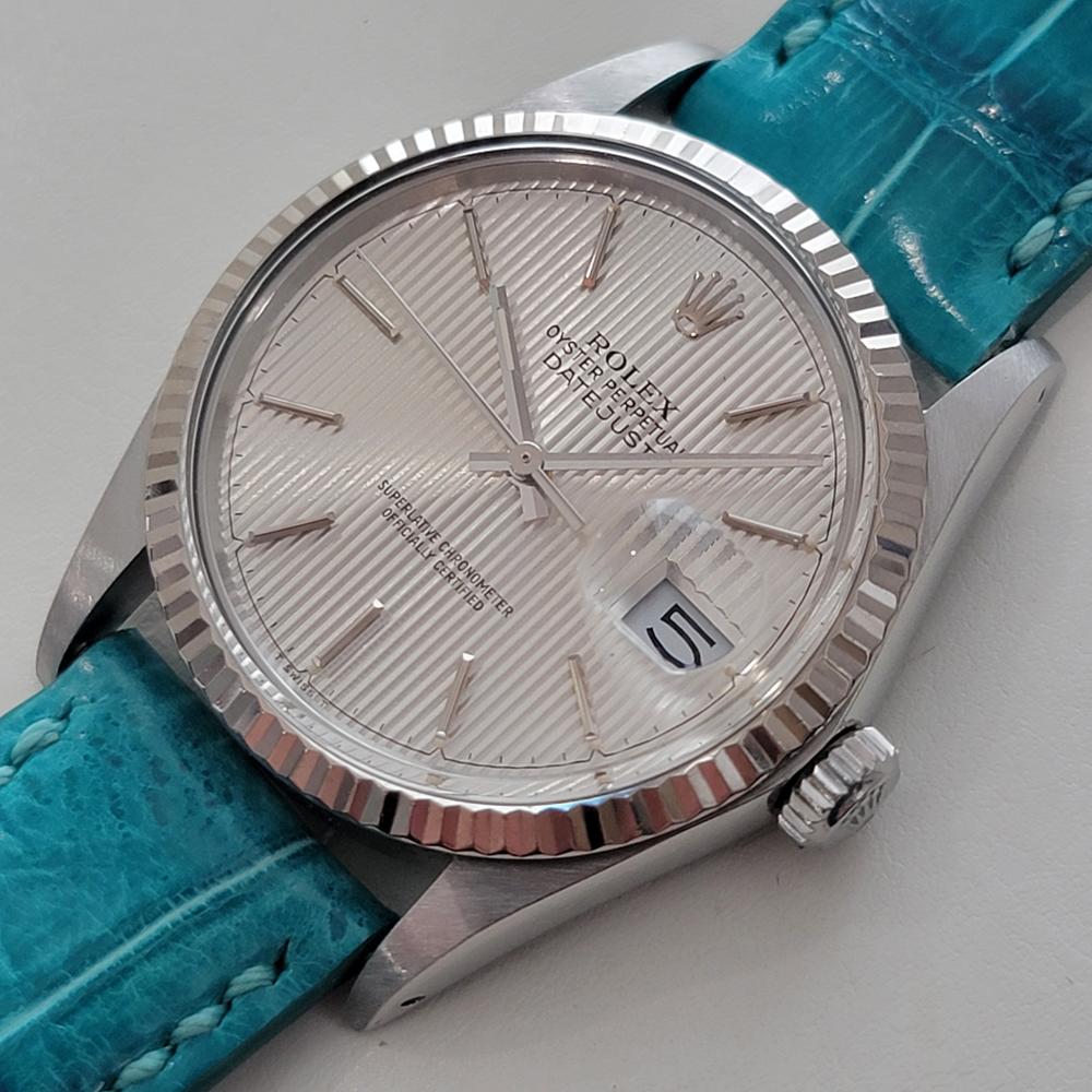 Men's Mens Rolex Datejust 16014 36mm 18k Gold SS Tapestry Dial Automatic 1980s RA516B For Sale