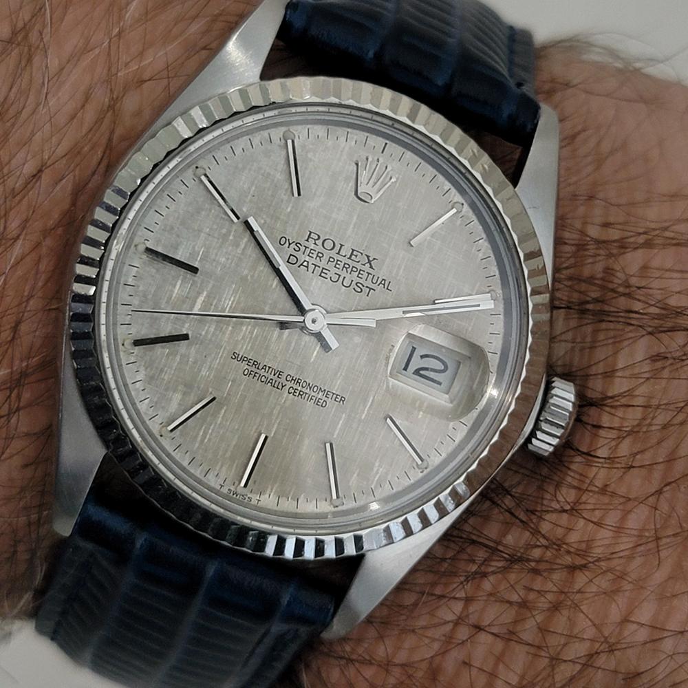 Mens Rolex Datejust 16014 36mm 18k SS Linen Dial Automatic 1970s Vintage RA483 9
