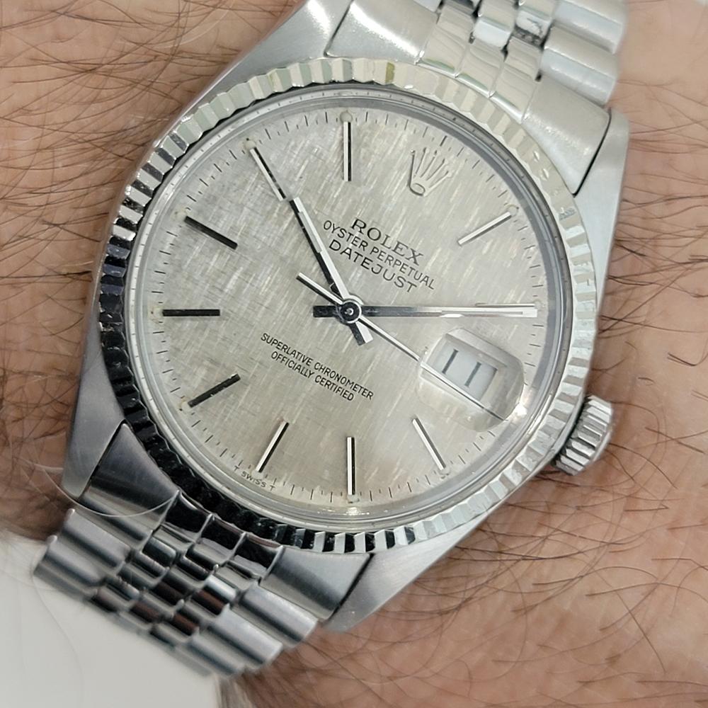 Mens Rolex Datejust 16014 36mm 18k SS Linen Dial Automatic 1970s Vintage RA483 10