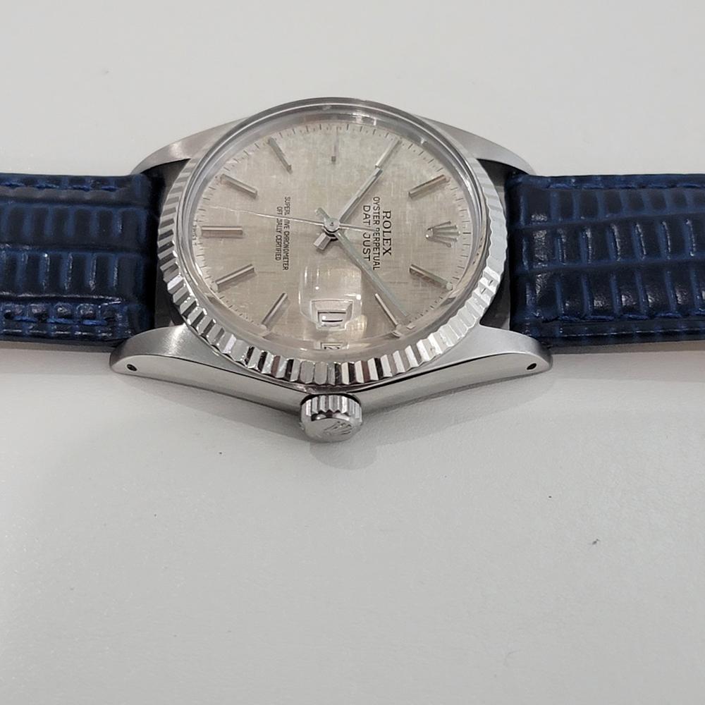 Mens Rolex Datejust 16014 36mm 18k SS Linen Dial Automatic 1970s Vintage RA483 1