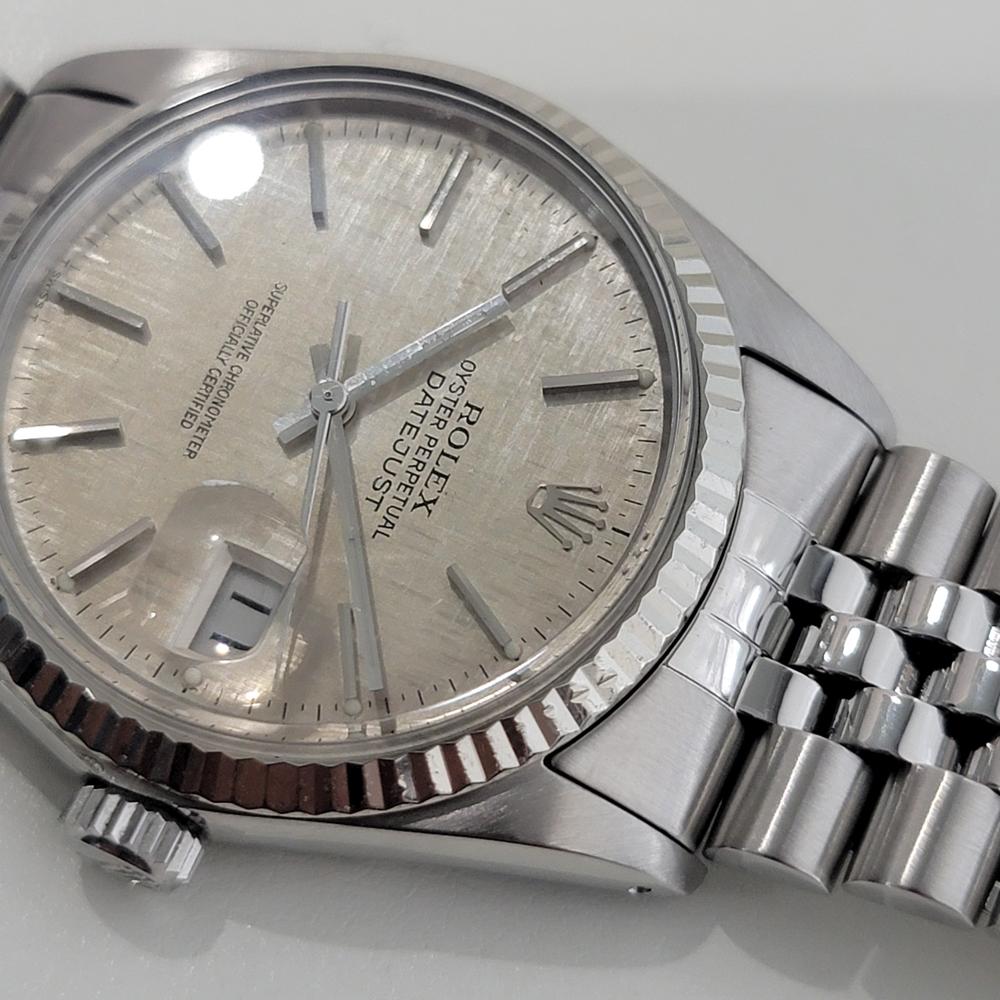 Mens Rolex Datejust 16014 36mm 18k SS Linen Dial Automatic 1970s Vintage RA483 2