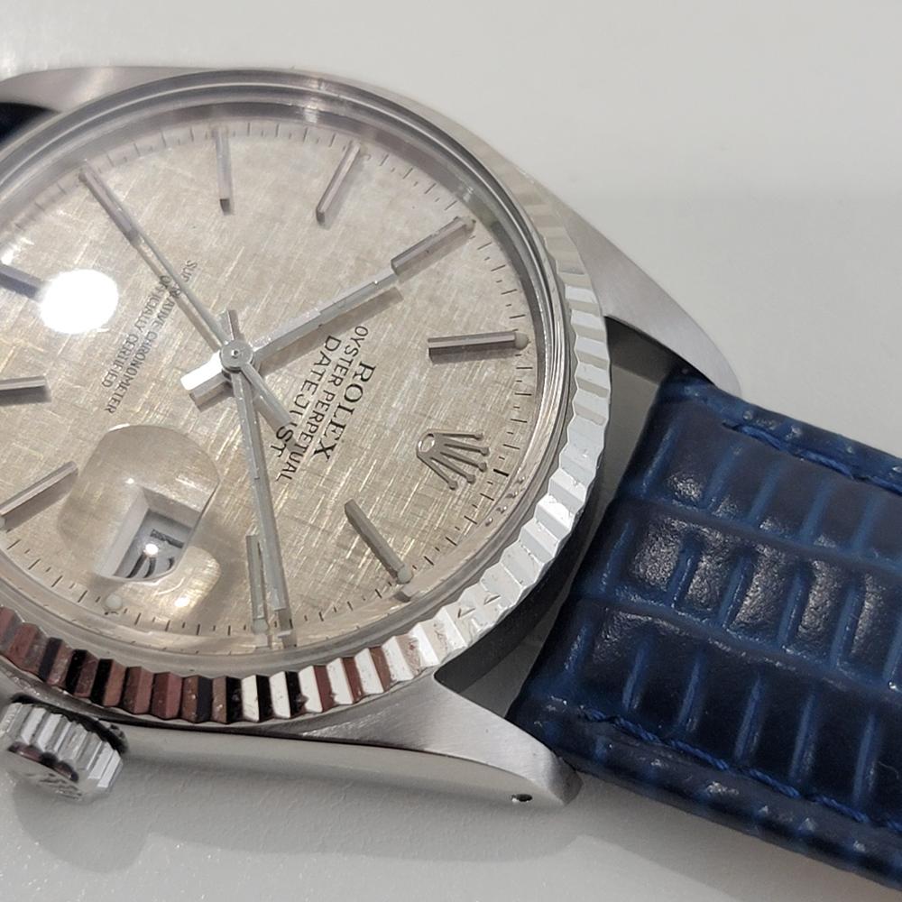 Mens Rolex Datejust 16014 36mm 18k SS Linen Dial Automatic 1970s Vintage RA483 2