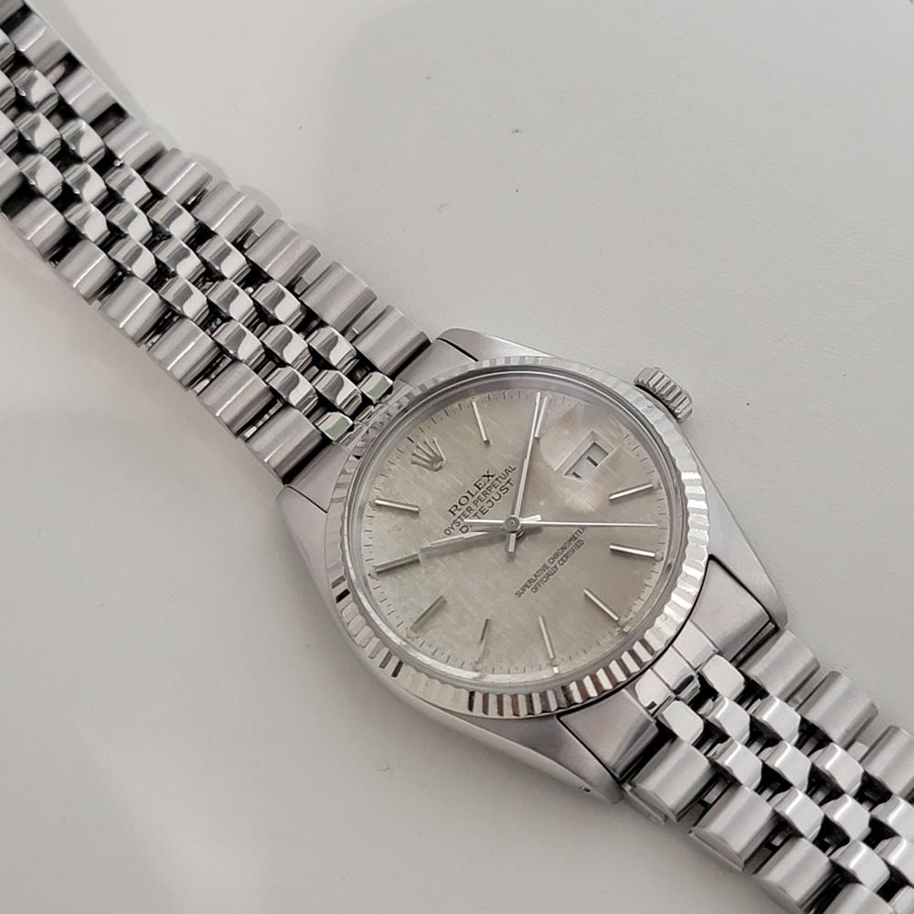 Mens Rolex Datejust 16014 36mm 18k SS Linen Dial Automatic 1970s Vintage RA483 3