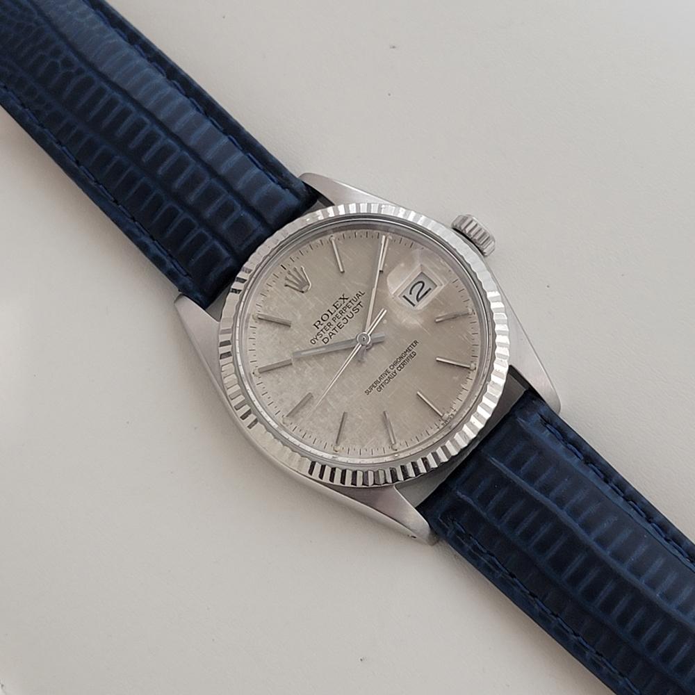 Mens Rolex Datejust 16014 36mm 18k SS Linen Dial Automatic 1970s Vintage RA483 3
