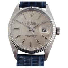 Mens Rolex Datejust 16014 36mm 18k SS Linen Dial Automatic 1970s Vintage RA483