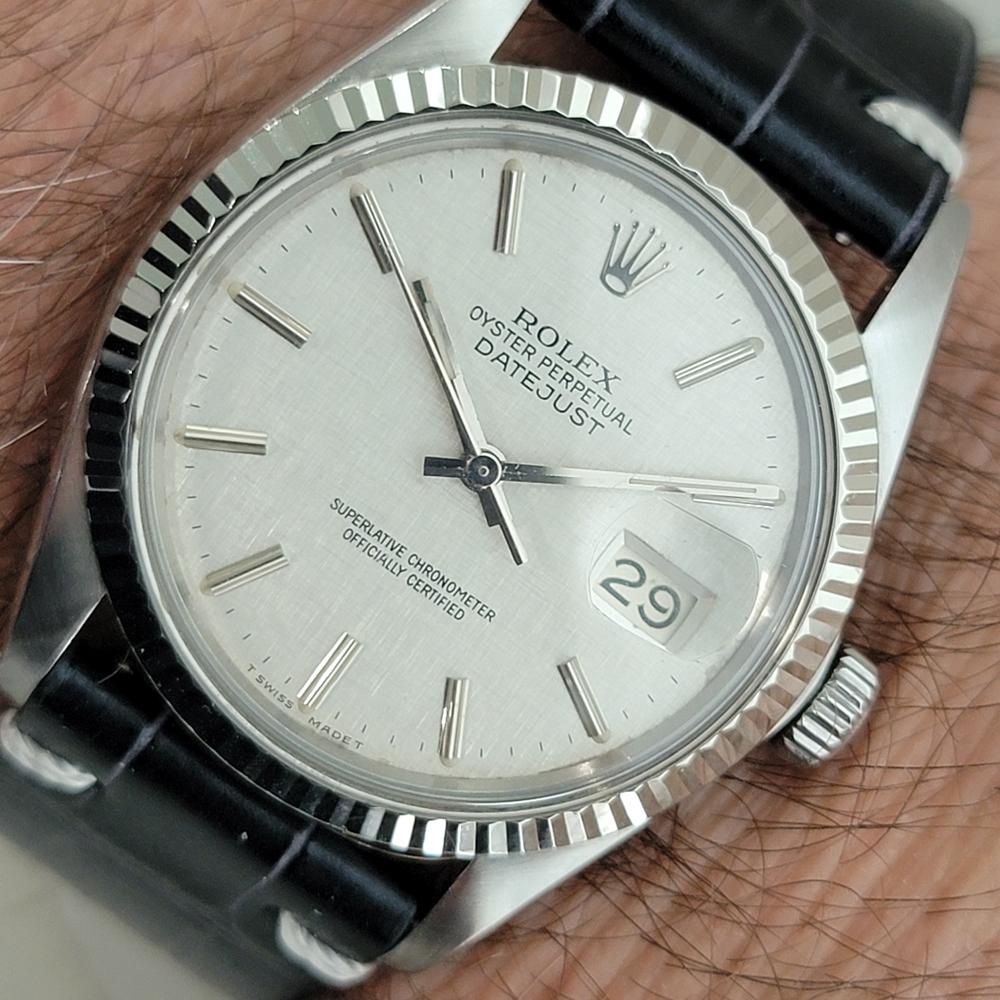 Mens Rolex Datejust 16014 36mm 18k SS Linen Dial Automatic 1980s Vintage RA491 9