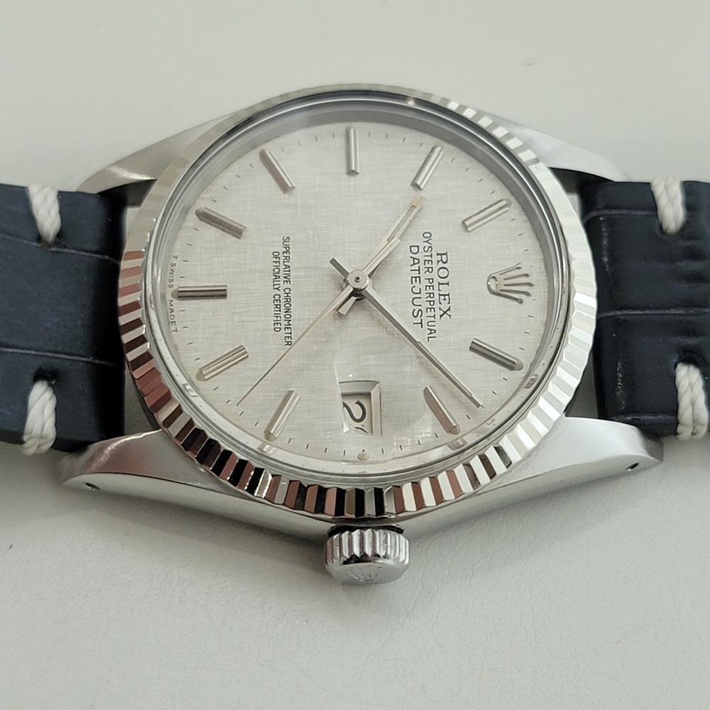 Mens Rolex Datejust 16014 36mm 18k SS Linen Dial Automatic 1980s Vintage RA491 1