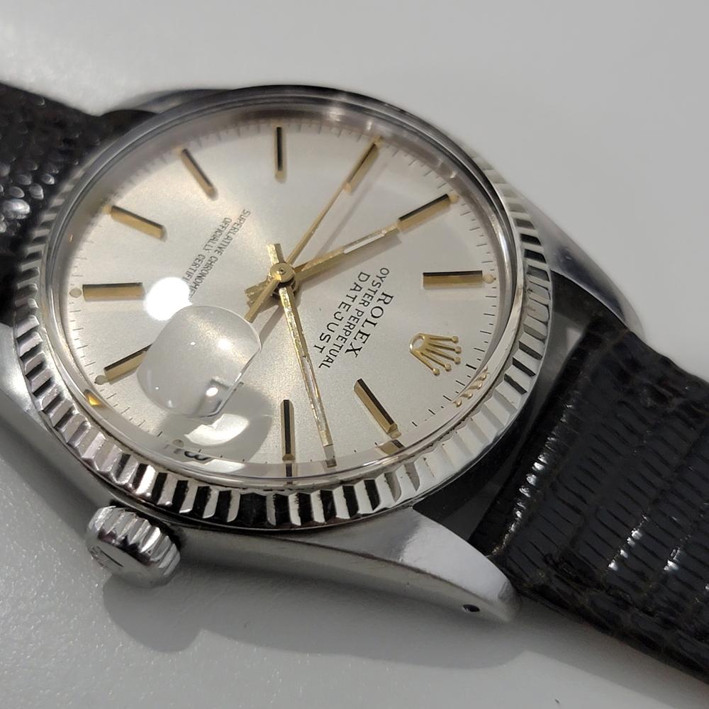 Mens Rolex Datejust 16014 18k White Gold SS Automatic 1980s Swiss RA330B In Excellent Condition For Sale In Beverly Hills, CA