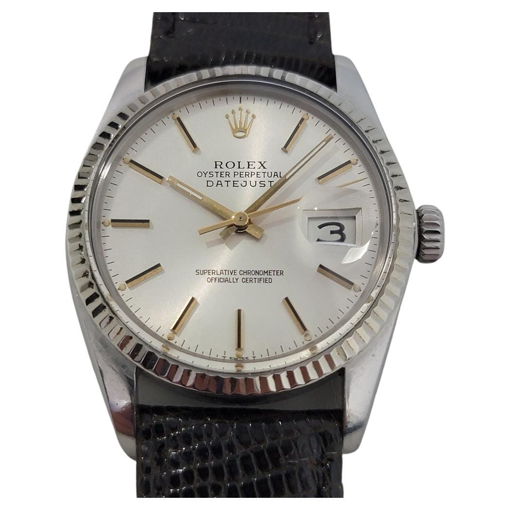 Mens Rolex Datejust 16014 18k White Gold SS Automatic 1980s Swiss RA330B For Sale