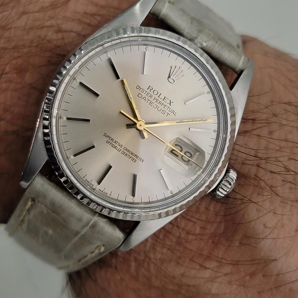 Mens Rolex Datejust 16014 18k White Gold SS Automatic 1980s Swiss RA332G For Sale 6
