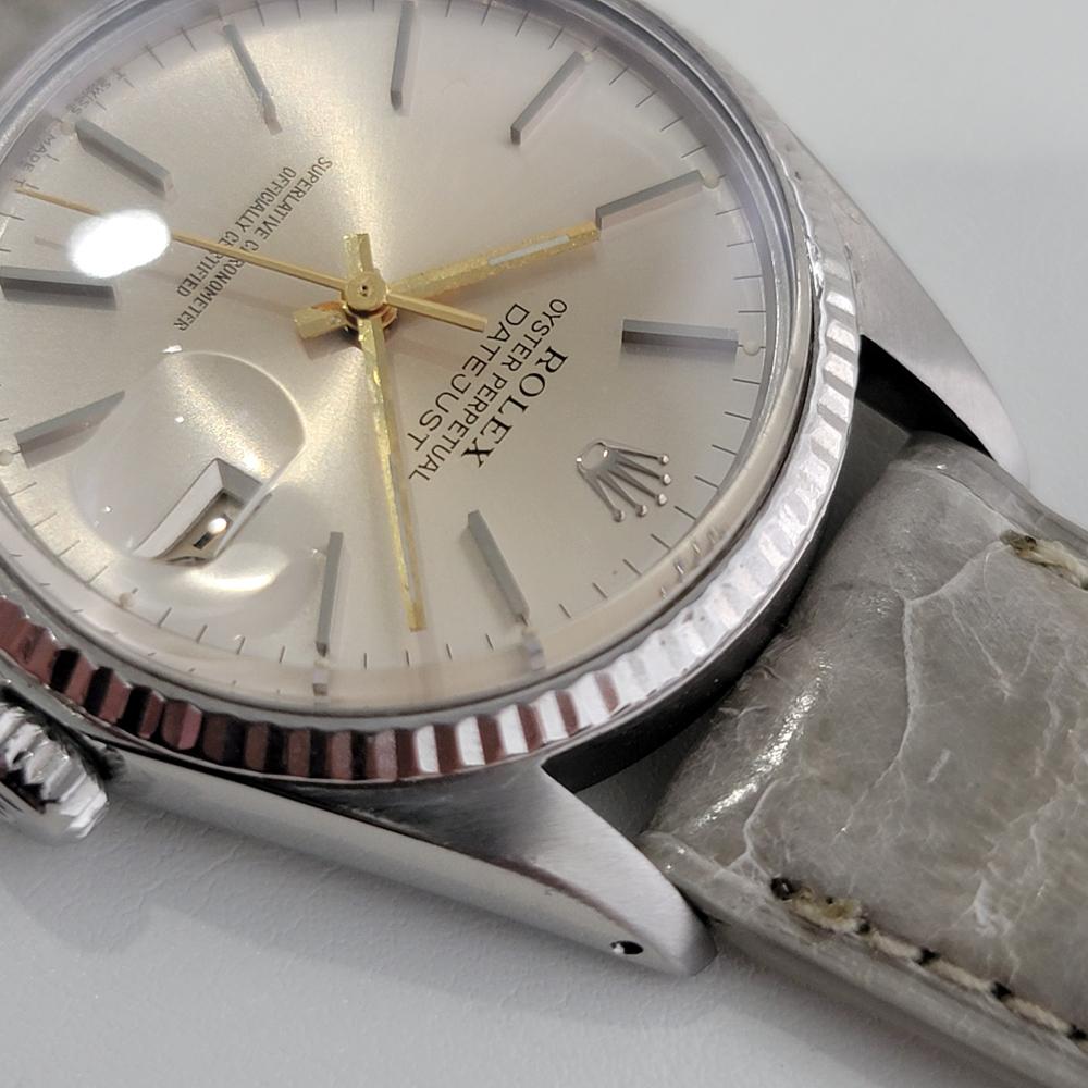 Mens Rolex Datejust 16014 18k White Gold SS Automatic 1980s Swiss RA332G In Excellent Condition For Sale In Beverly Hills, CA