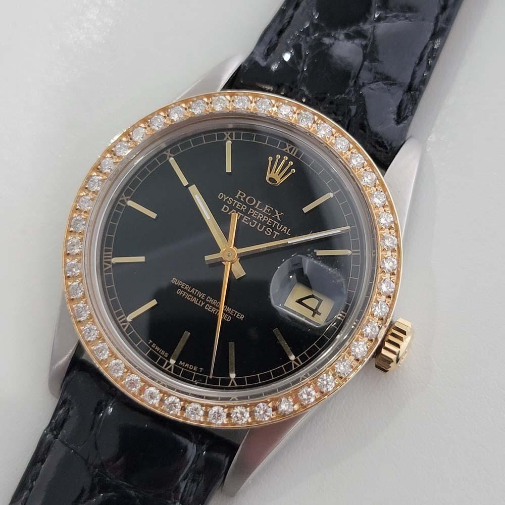 Mens Rolex Datejust 16030 18k SS Automatic Diamond Bezel 1980s RA328B In Excellent Condition In Beverly Hills, CA