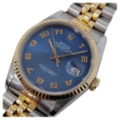 Rolex Datejust 16233 Uomo Oro 18k SS 1980 Quadrante Blu Computer Svizzero RA265