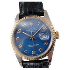 Rolex Datejust 16233 Uomo Oro 18k SS Quadrante Blu Computer Automatico 1980 RA265B