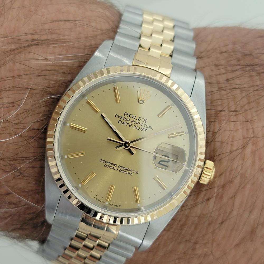 Mens Rolex Datejust 16233 36mm 18k Gold SS 1980s w Box and Paper RA380 9