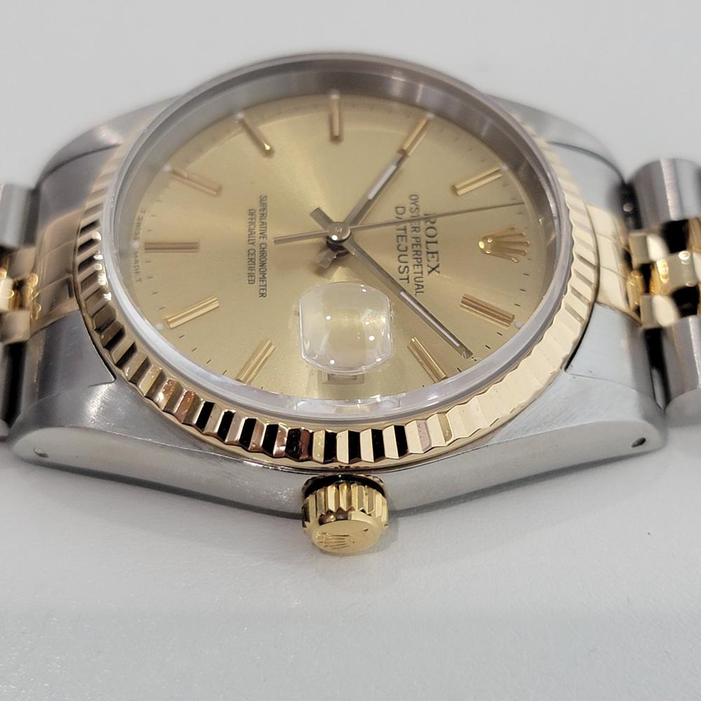 Men's Mens Rolex Datejust 16233 36mm 18k Gold SS 1980s w Box and Paper RA380