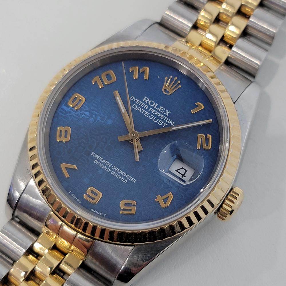 Herren Rolex Datejust 16233 18k Gold SS Blaues Computer-Zifferblatt 1980er Jahre Schweizer RA265 im Zustand „Hervorragend“ in Beverly Hills, CA