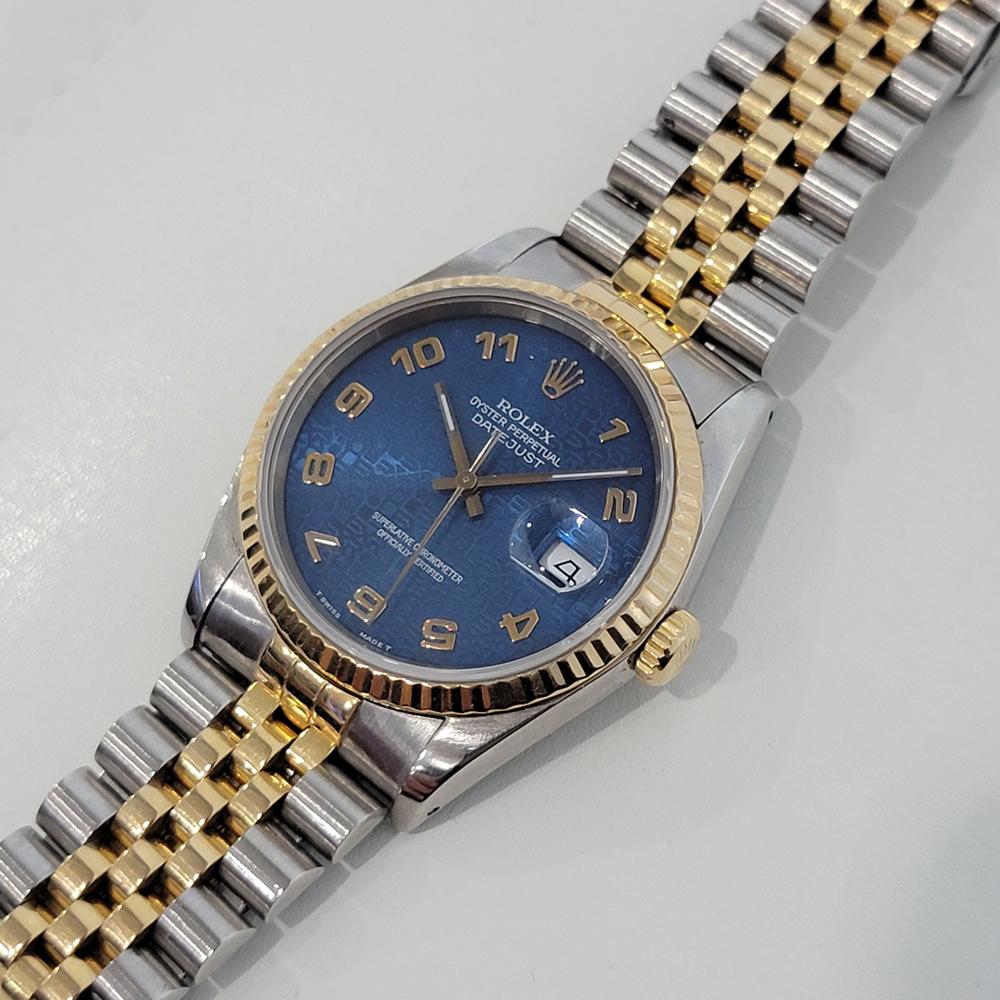 Herren Rolex Datejust 16233 18k Gold SS Blaues Computer-Zifferblatt 1980er Jahre Schweizer RA265 1