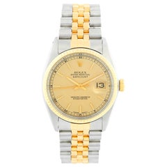 Vintage Men's Rolex Datejust 2-Tone Linen Dial Watch 16013