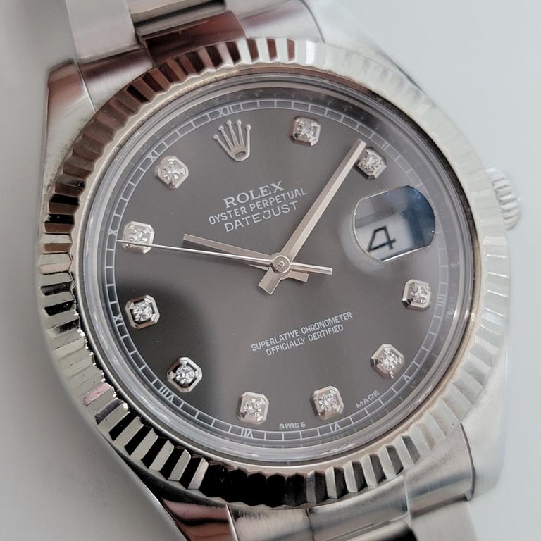 Mens Rolex Datejust II 116334 Rhodium Diamond Dial Automatic 2010s RJC150 In New Condition For Sale In Beverly Hills, CA