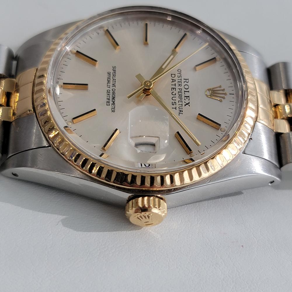 Mens Rolex Datejust Ref 16013 18k Gold SS Automatic 1980s Swiss RA270 In Excellent Condition In Beverly Hills, CA