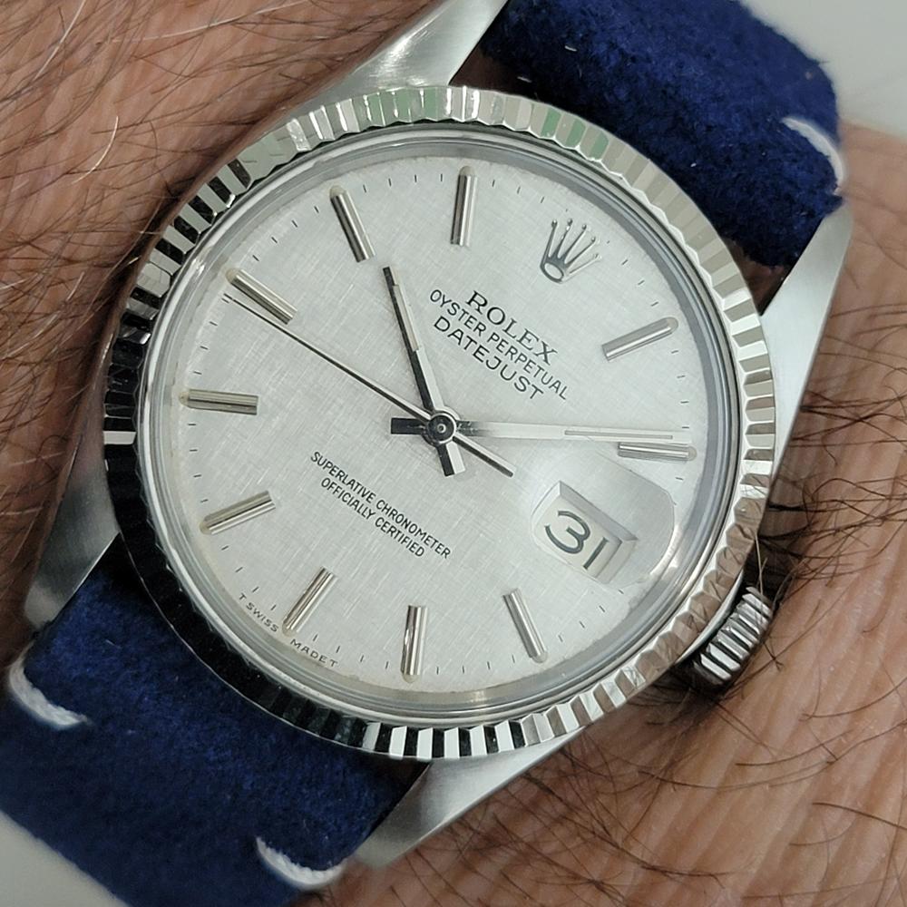Mens Rolex Datejust Ref 16014 36mm 18k Gold SS Linen Dial Automatic 1980s RA491B 9