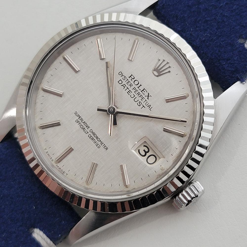 Men's Mens Rolex Datejust Ref 16014 36mm 18k Gold SS Linen Dial Automatic 1980s RA491B