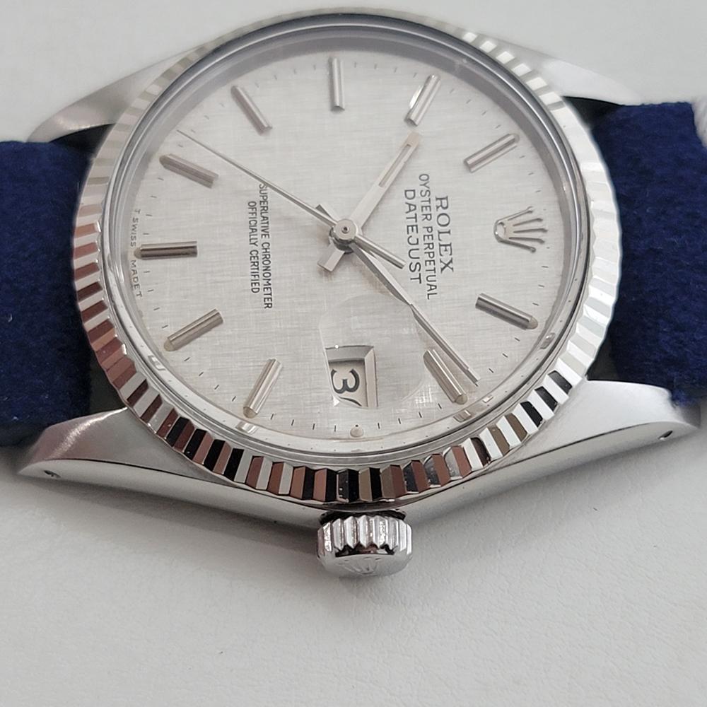 Mens Rolex Datejust Ref 16014 36mm 18k Gold SS Linen Dial Automatic 1980s RA491B 1