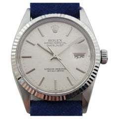 Mens Rolex Datejust Ref 16014 36mm 18k Gold SS Linen Dial Automatic 1980s RA491B