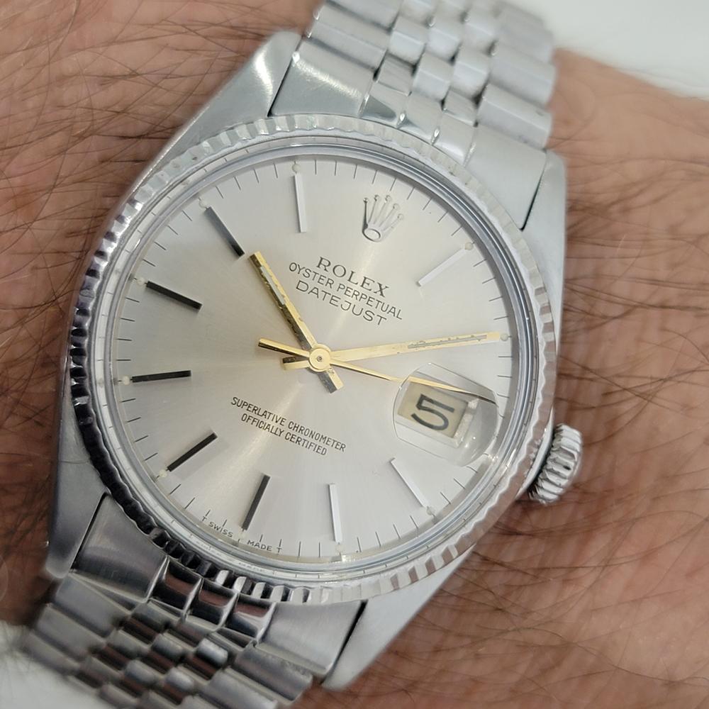 Mens Rolex Datejust Ref 16014 18k White Gold SS Automatic 1970s Swiss RA332 For Sale 6
