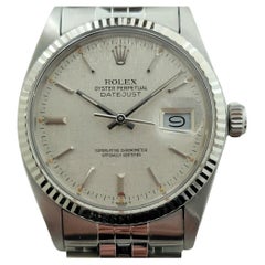 Mens Rolex Datejust 16014 36mm 18k SS Linen Dial Automatic 1970s Vintage RA485