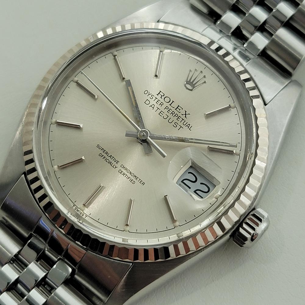 Men's Mens Rolex Datejust Ref 16014 36mm 18k White Gold SS Automatic 1970s Swiss RA486